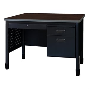 Regency Mesa Steel Teacher's Office Desk w/ Drawer 48&quot x 30&quot - Neo Walnut/Black