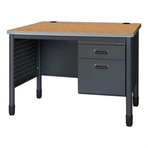 Regency Mesa Steel Single Pedestal Teacher's Office Desk 48&quot x 30&quot - Medium Oak