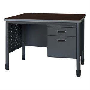 Regency Mesa Steel Single Pedestal Teacher's Office Desk 48&quot x 30&quot - Neo Walnut