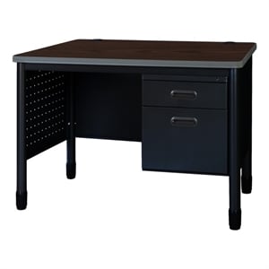 Regency Mesa Steel Teacher's Office Desk 48&quot x 30&quot - Neo Walnut Top/Black Base