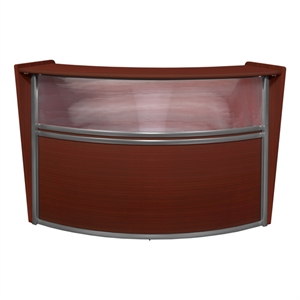 Regency Marque Plexi Reception Curved Desk Workstation 72W x 32D&quot - Mahogany