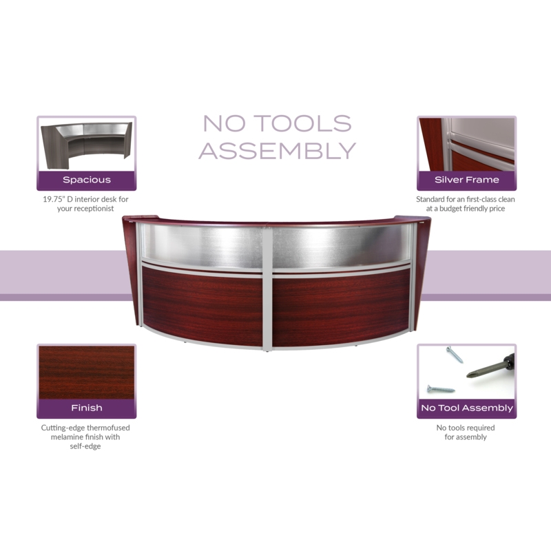 Regency Marque Plexi Reception Curved Desk Workstation 124.25W x 49D
