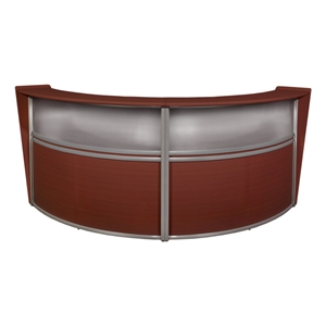 Regency Marque Plexi Reception Curved Desk Workstation 124.25W x 49D&quot -Mahogany