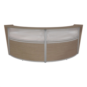 Regency Marque Plexi Reception Curved Desk Workstation 124.25Wx49D&quot - Noble Oak