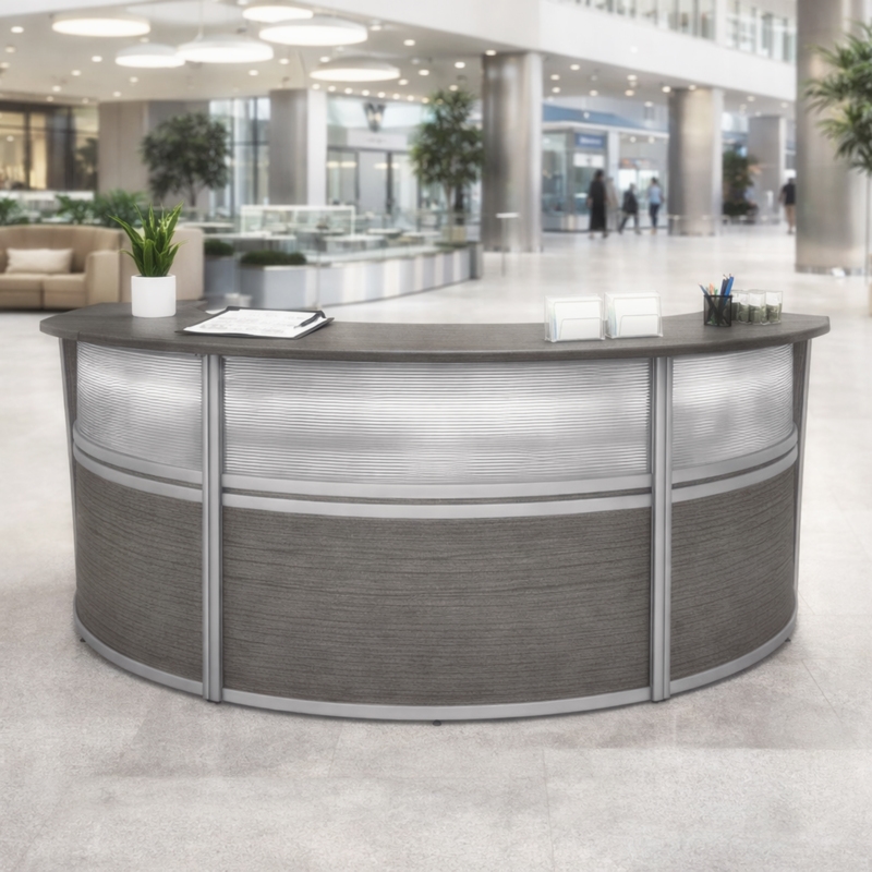 Regency Marque Plexi Reception Curved Desk Workstation 143.50W x 71D