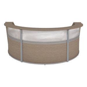 Regency Marque Plexi Reception Curved Desk Workstation 143.50W x 71D&quot-Noble Oak