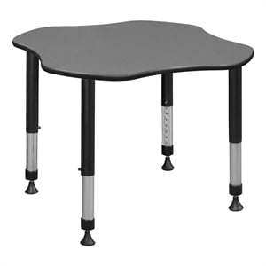 Regency 30&quot Clover Shaped Height Adjustable Learning Classroom Desk-Pewter Frost