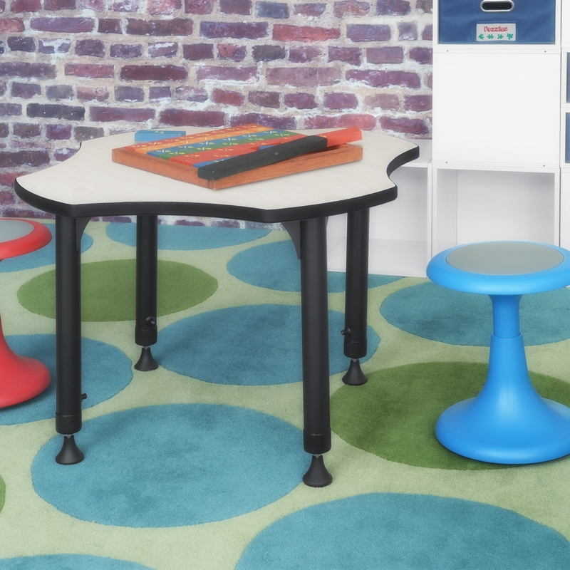 Regency 30 in Clover Shaped Height Adjustable Learning Classroom Desk- Maple
