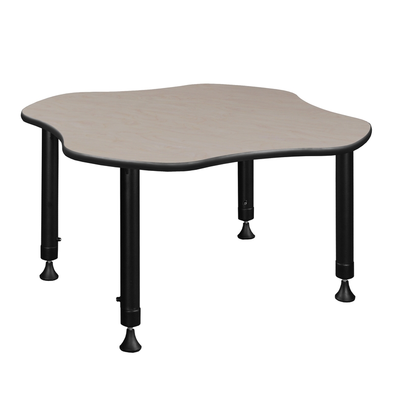 Regency 30 in Clover Shaped Height Adjustable Learning Classroom Desk- Maple