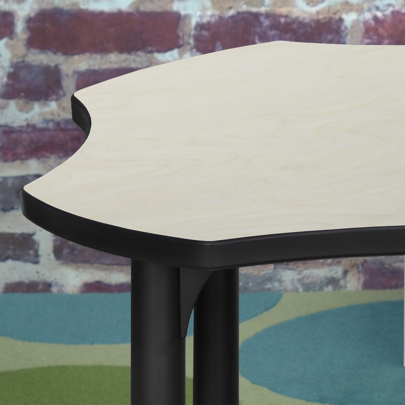 Regency 30 in Clover Shaped Height Adjustable Learning Classroom Desk- Maple