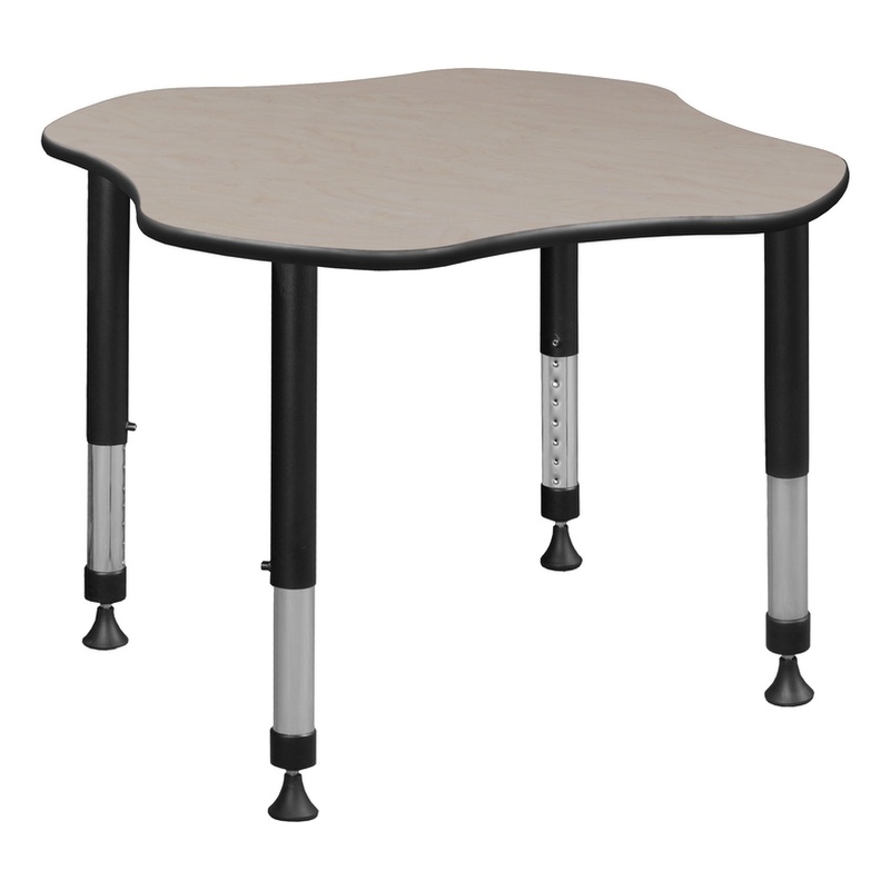 Regency 30 in Clover Shaped Height Adjustable Learning Classroom Desk- Maple