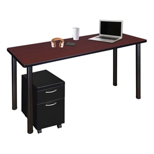 Regency Kee 48 x 24&quot Mobile Desk with Storage- Mahogany Top/Black Legs