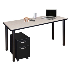 Regency Kee 48 x 24&quot Mobile Desk with Storage- Maple Top/Black Legs