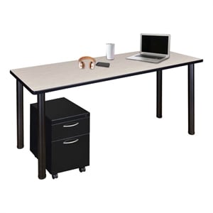 Regency Kee 60 x 24&quot Mobile Desk with Storage- Maple Top/Black Legs
