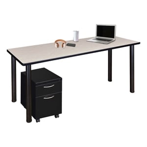 Regency Kee 66 x 24&quot Mobile Desk with Storage- Maple Top/Black Legs