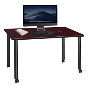 Regency Kee 60 x 24&quot Mobile Desk- Mahogany Top/Black Legs