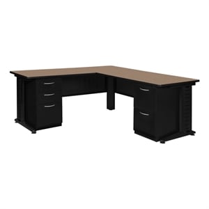 Regency Fusion 72 x 72&quot L Shaped Desk w/ Double Pedestal Drawer Unit- Noble Oak