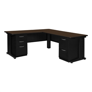 Regency Fusion 72 x 78&quot L Shaped Desk w/ Double Pedestal Drawer Unit- Neo Walnut