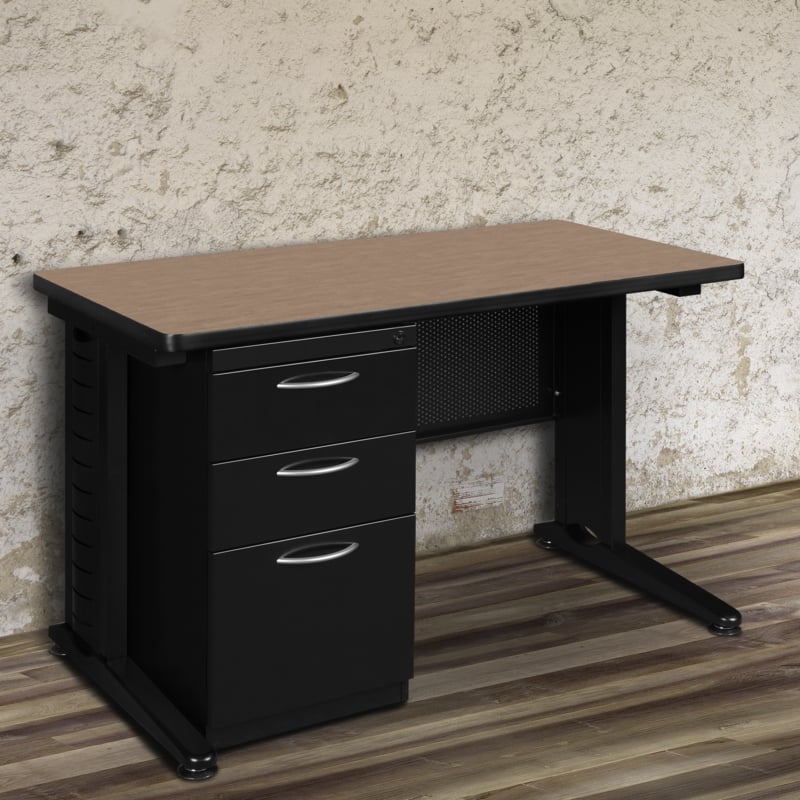 Regency Fusion 48 x 24 Teachers Desk with Single Pedestal Drawer Unit- Noble Oak