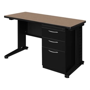 Regency Fusion 48 x 24 Teachers Desk with Single Pedestal Drawer Unit- Noble Oak