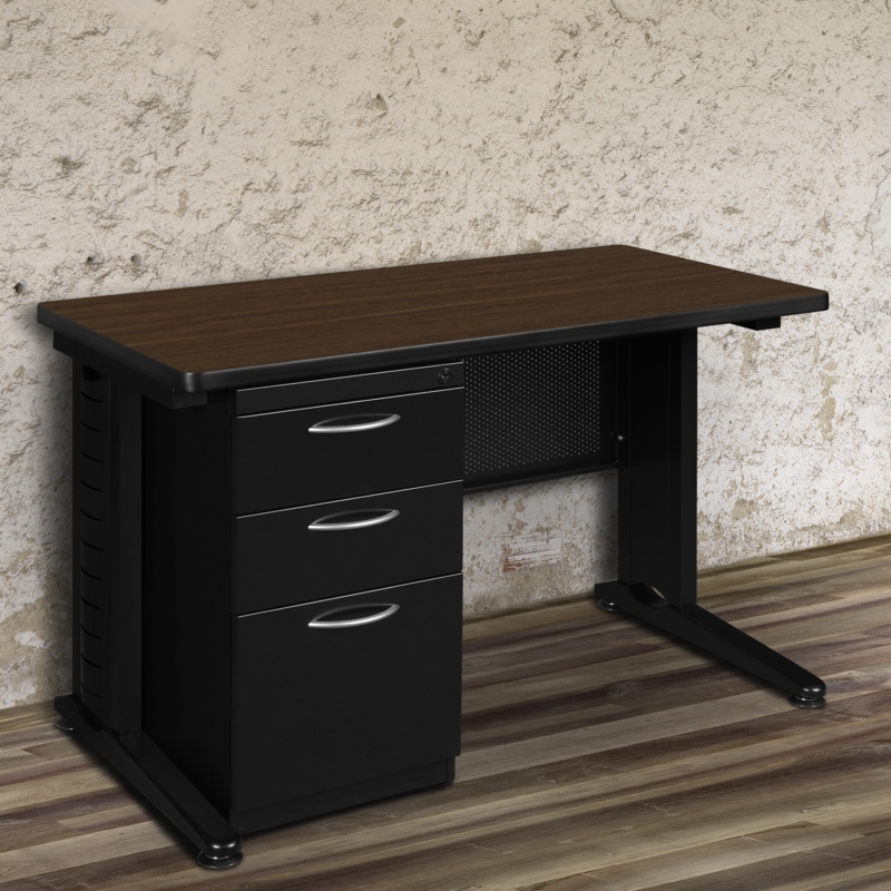 Regency Fusion 48 x 24 Teachers Desk w/ Single Pedestal Drawer Unit- Neo Walnut