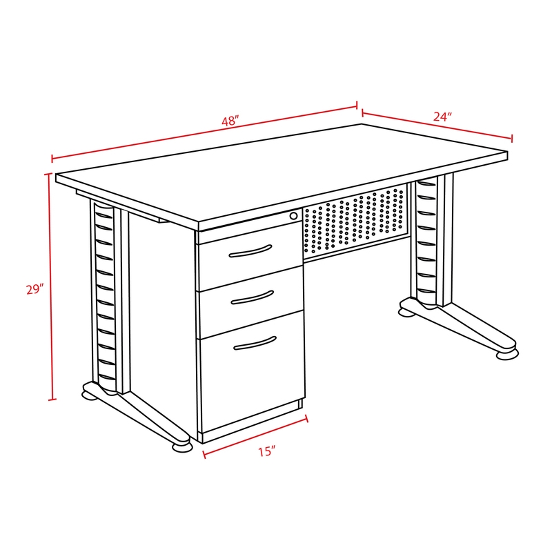 Regency Fusion 48 x 24 Teachers Desk w/ Single Pedestal Drawer Unit- Neo Walnut