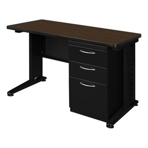 Regency Fusion 48 x 24 Teachers Desk w/ Single Pedestal Drawer Unit- Neo Walnut