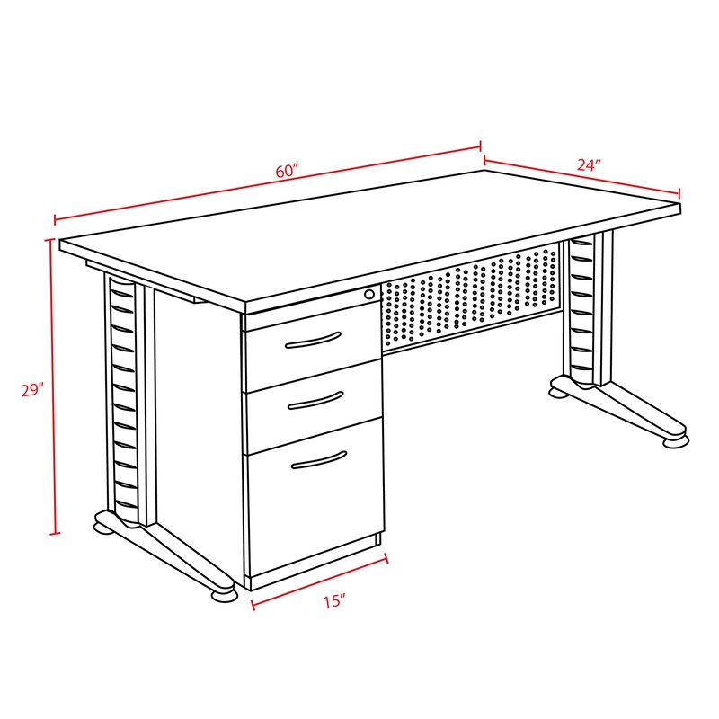 Regency Fusion 60 x 24 Teachers Desk with Single Pedestal Drawer Unit- Noble Oak