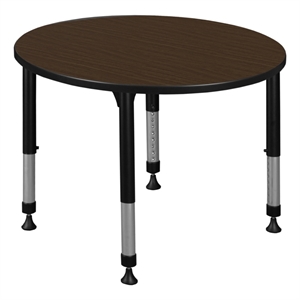 Regency Kee 36&quot Round Height Adjustable Activity Table-Neo Walnut/Black