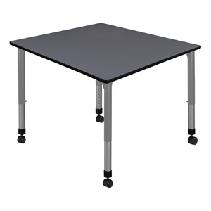 Regency Kee 42&quot Square Height Adjustable Mobile Activity Table- Grey Top/Grey