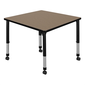 Regency Kee 42&quot Square Height Adjustable Mobile Activity Table-Noble Oak/Black