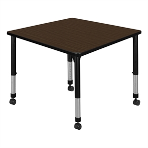 Regency Kee 42&quot Square Height Adjustable Mobile Activity Table-Neo Walnut/Black