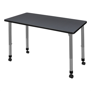 Regency Kee 48x24&quot Height Adjustable Mobile Activity Table- Grey Top/Grey Base
