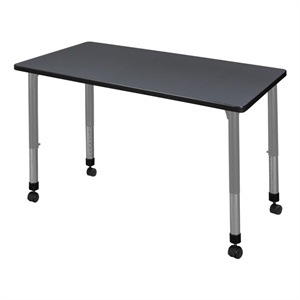 Regency Kee 48x30&quot Height Adjustable Mobile  Activity Table- Grey Top/Grey Base