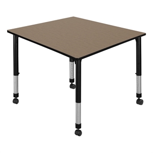 Regency Kee 48&quot Square Height Adjustable Mobile Activity Table-Noble Oak/Black