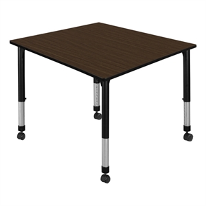 Regency Kee 48&quot Square Height Adjustable Mobile Activity Table-Neo Walnut/Black