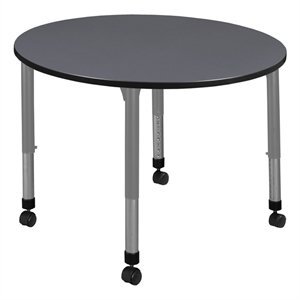 Regency Kee 48&quot Round Height Adjustable Mobile Activity Table- Grey Top/Grey