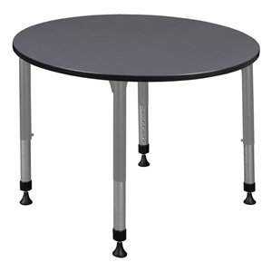 Regency Kee 48&quot Round Height Adjustable Classroom Activity Table- Grey Top/Grey