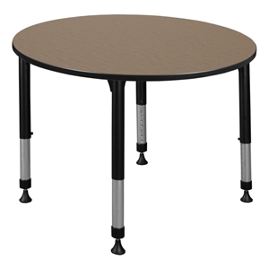 Regency Kee 48&quot Round Height Adjustable Classroom Activity Table-Noble Oak/Black