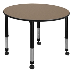 Regency Kee 48&quot Round Height Adjustable Mobile Activity Table-Noble Oak/Black