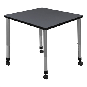 Regency Kee 30&quot Square Height Adjustable Mobile Activity Table- Grey Top/Grey