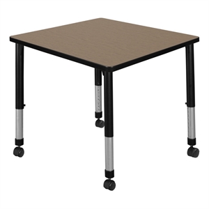 Regency Kee 30&quot Square Height Adjustable Mobile Activity Table-Noble Oak/Black
