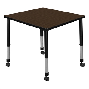 Regency Kee 30&quot Square Height Adjustable Mobile Activity Table-Neo Walnut/Black