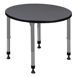 Regency Kee 30&quotRound Height Adjustable Classroom Activity Table- Grey Top/Grey