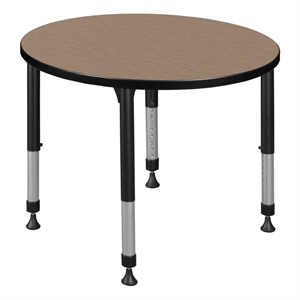 Regency Kee 30&quot Round Height Adjustable Classroom Activity Table-Noble Oak/Black