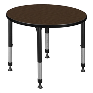 Regency Kee 30&quot Round Height Adjustable Activity Table-Neo Walnut/Black