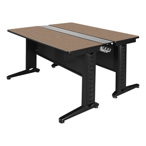 Regency Fusion 48 x 58&quot 2 Person Bench Workstation Desk- Noble Oak