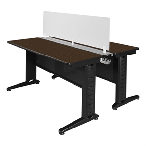 Regency Fusion 48 x 24&quot 2 Person Bench Workstation with Privacy Panel-Neo Walnut
