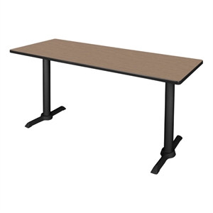 Regency Cain 60 x 24&quot Steel T-Base Training Seminar Table- Noble Oak/ Black Base