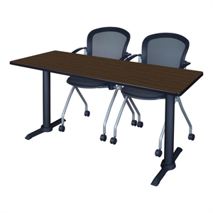 Regency Cain 60 x 24&quot T-Base  Seminar Table-Neo Walnut/2 Cadence Nesting Chairs